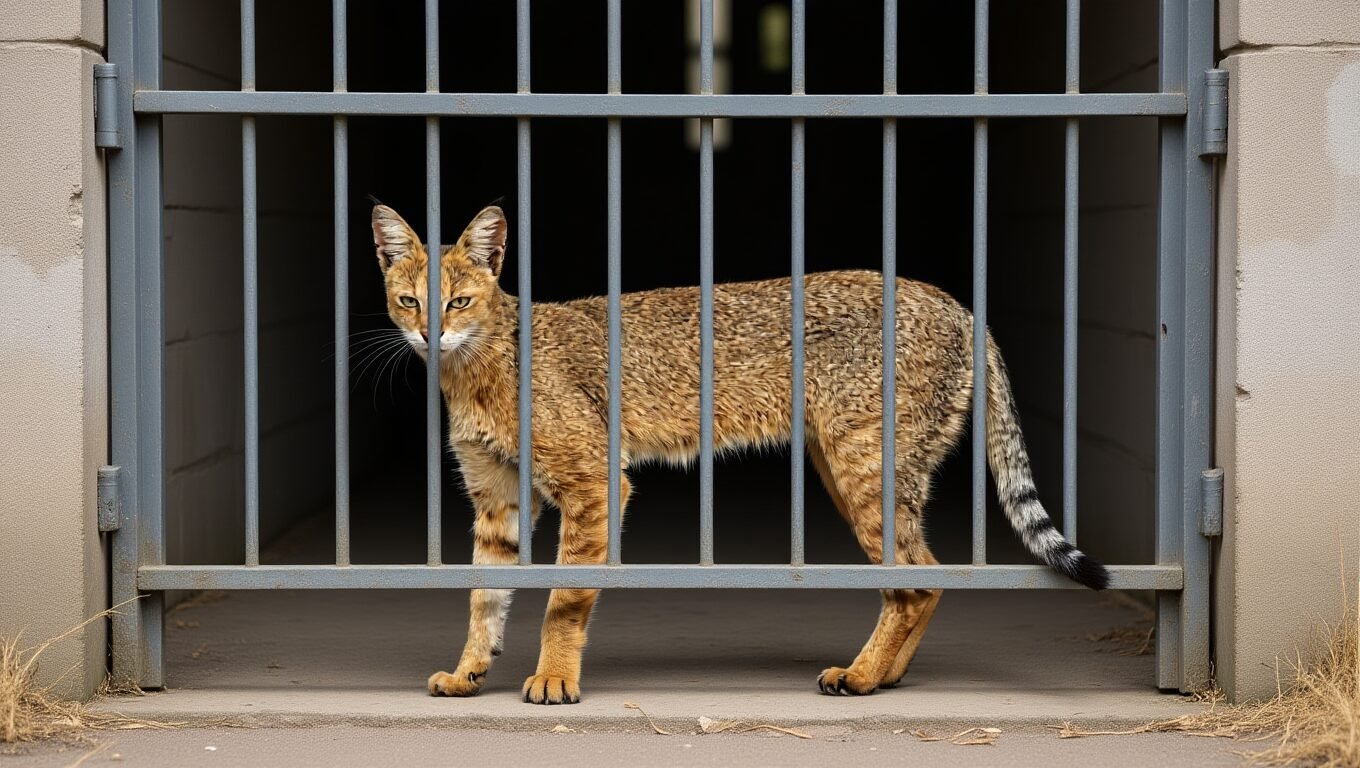 A Chausie cat, a domestic-serval hybrid, illustrating the subject of UK legality and ownership debate.