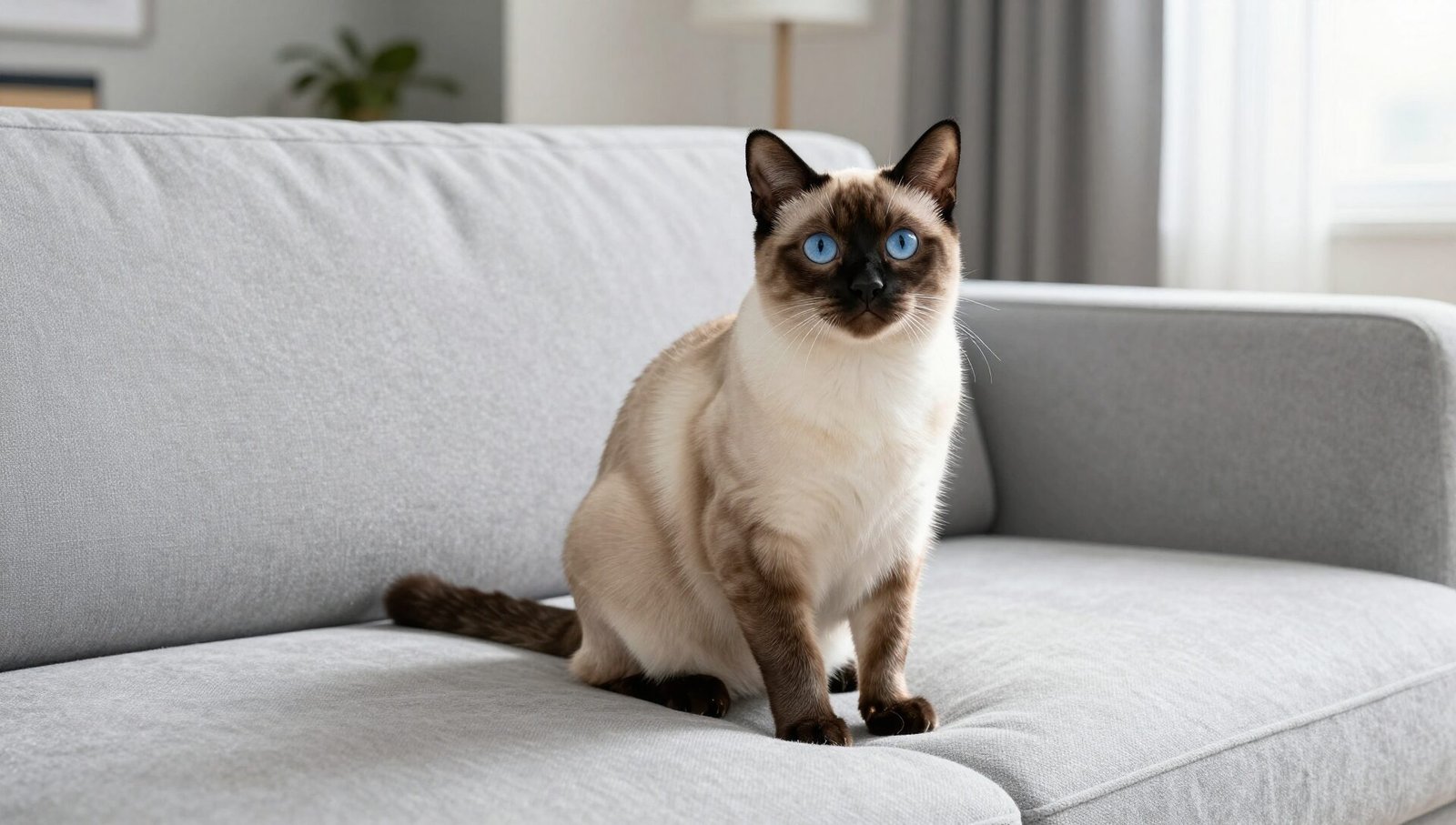 A beautiful seal-point Balinese cat sitting gracefully, answering the question: are Balinese cats hypoallergenic?