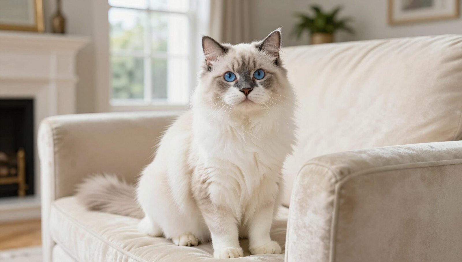 A collection of vital ragdoll facts illustrated by a beautiful blue-eyed cat.